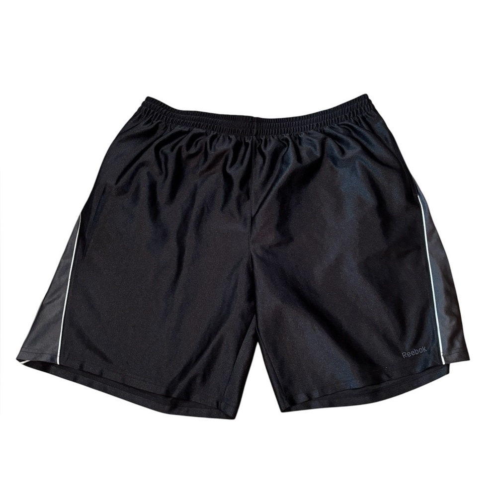 Reebok Men’s Black Athletic Shorts with Stripe Elastic Waist Size 2XL